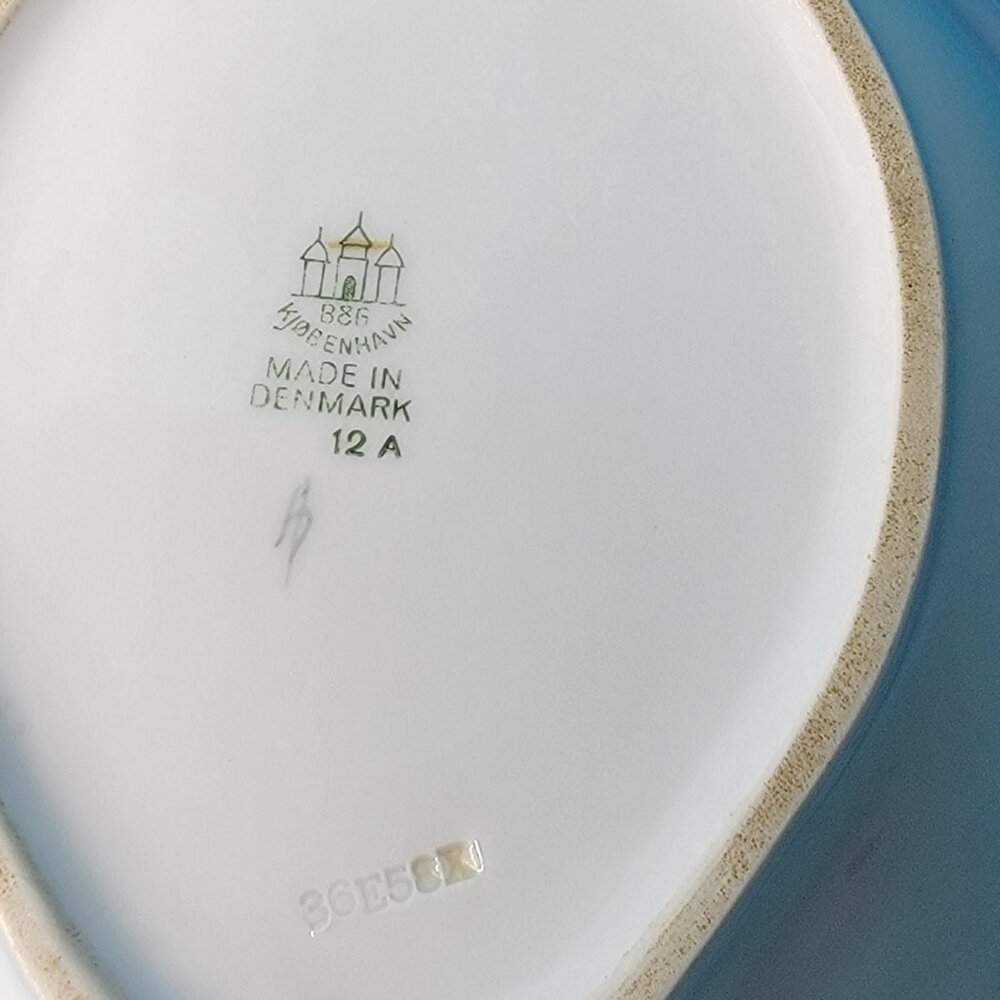 Bing & Grondahl Seagull Porcelain Bowl Denmark Blue & White Oval Serving Dish - Picture 4 of 4